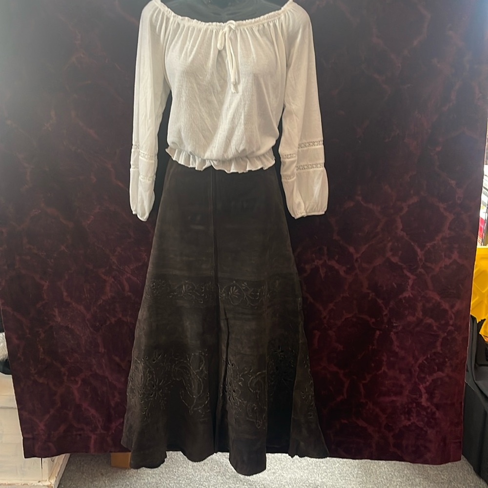 Terra Nostra leather prairie skirt